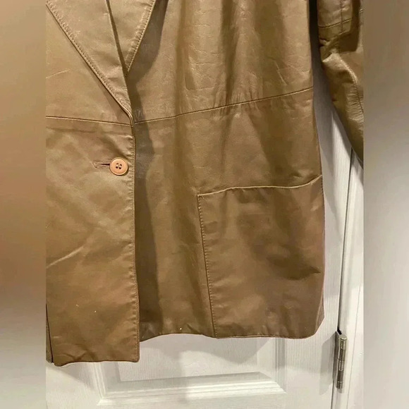 VTG West Bay Women’s Brown 100% Top Grain Leather Blazer Jacket Button Size 10 - Picture 7 of 14
